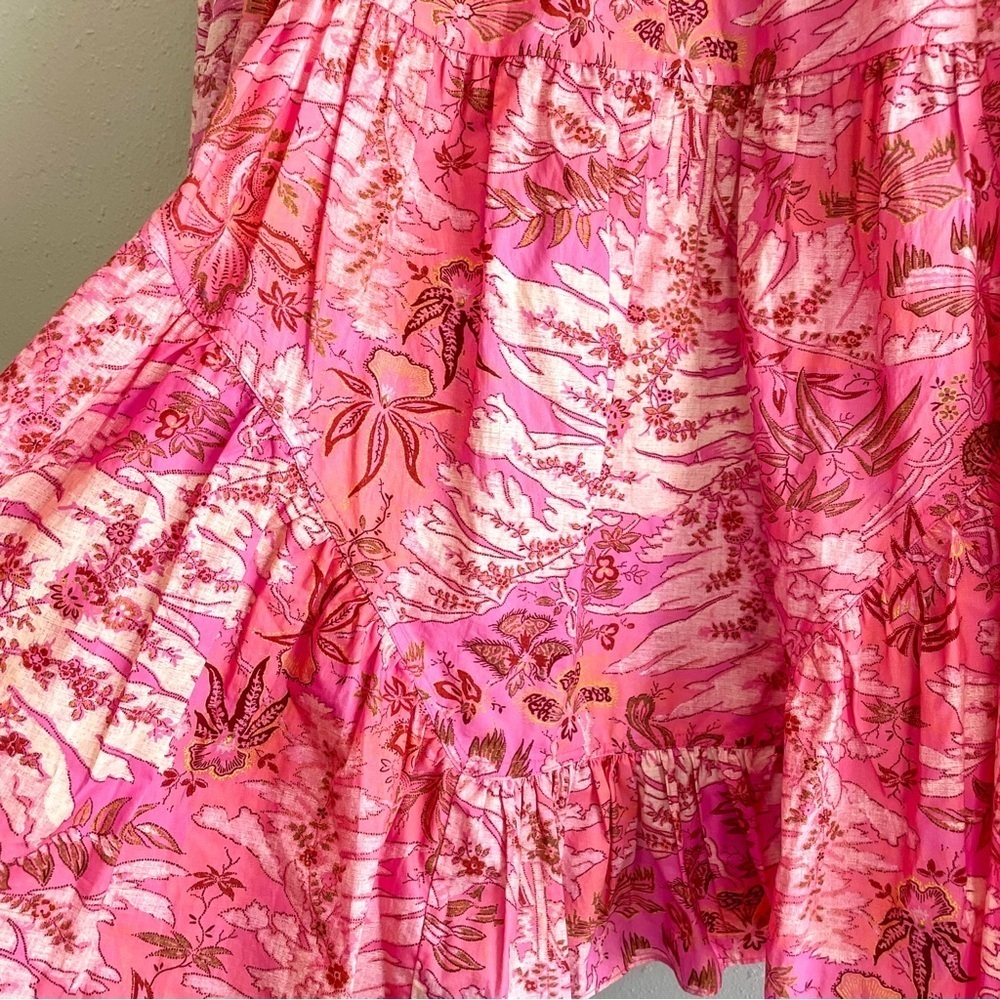 Ulla Johnson | Leiko Floral Print Tropical Pink Dress, Vacation, 8 - Picture 9 of 16